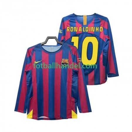 Herre Fotballdrakter FC Barcelona RONALDINHO 10 Champions League 2006 Hjemme Retro 2005 Langermet